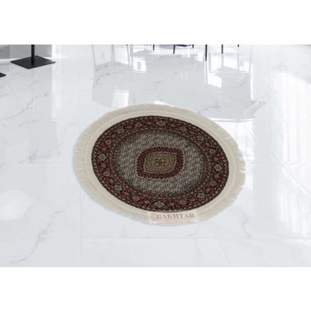 Tapis rond beige Mahi 100x100 tapis persan mécanique premium de séjour ou de chambre
