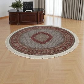   Tapis rond beige Mahi 200x200 tapis persan en acrylique de qualité