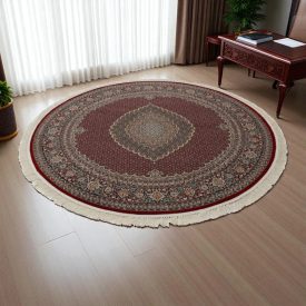 Tapis rond bordeaux 200x200 tapis persan premium de séjour
