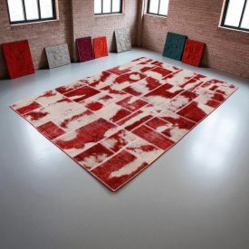 Tapis design bordeaux-blanc Patchwork 170x241 tapis de salon