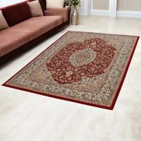   Tapis persan Isfahan bordeaux 200x300 tapis de salon de qualité en acrylique
