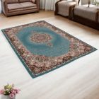 Tapis acrylique à motif Tabriz - bleu turquoise 160x230