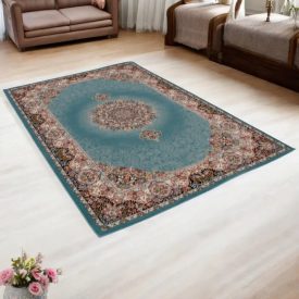 Tapis acrylique à motif Tabriz - bleu turquoise 160x230