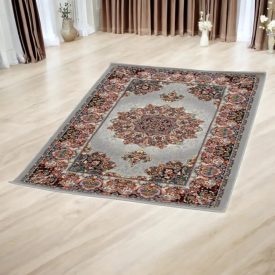 Tapis acrylique à motif Isfahan - gris 80x120
