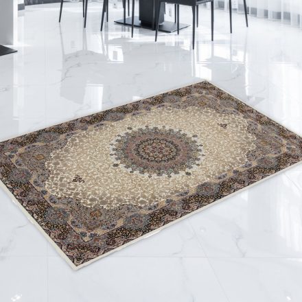 Tapis Persan beige Kerman 80x120 tapis mécanique premium de salon ou chambre