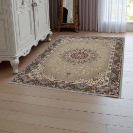Tapis acrylique à motif Kerman - gris 140x200