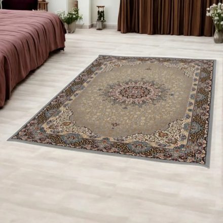 Tapis Persan gris KERMAN 140x200 tapis de luxe pour la chambre