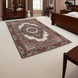 Tapis acrylique à motif Tabriz - beige 140x200