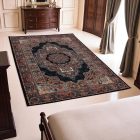 Tapis acrylique à motif Tabriz - bleu foncé 140x200