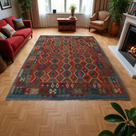 Tapis Kilim laine tissé main Chobi 63x94 tapis kilim multicolore