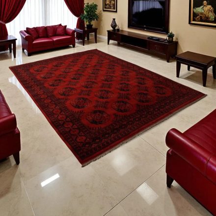 Grand Tapis Afghan bordeaux Ersari 253x343 tapis oriental fait main pour le salon