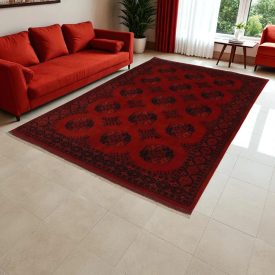   Tapis Afghan bordeaux Ersari 195x294 tapis oriental fait main pour le salon