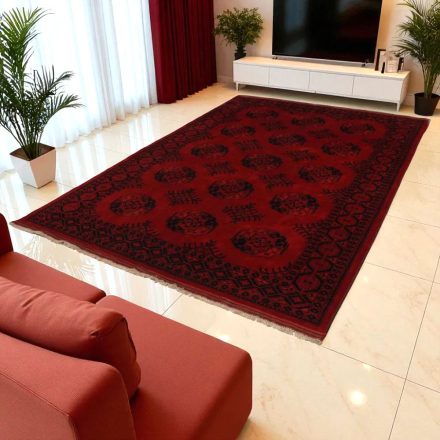 Tapis Afghan bordeaux Ersari 202x294 tapis oriental fait main pour le salon