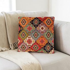 Coussin décoratif orange 45 x 45 cm – Mosaïque nomade