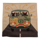 Coussin décoratif vert 45 x 45 cm – Chats du bus de la paix