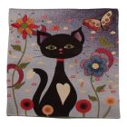 Coussin décoratif violet 45 x 45 cm – Chat de minuit