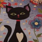 Coussin décoratif violet 45 x 45 cm – Chat de minuit