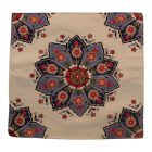 Coussin décoratif crème 45 x 45 cm – Rosace bleue