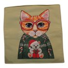 Coussin décoratif vert sauge 45 x 45 cm – Chat festif