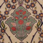 Coussin décoratif beige 45 x 45 cm – Jardin d’oiseaux d’Orient