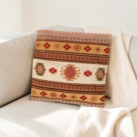 Coussin décoratif beige 45 x 45 cm – Kilim sable
