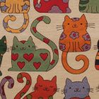 Coussin décoratif beige 45 x 45 cm – Chats joyeux