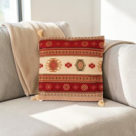 Coussin décoratif bordeaux 45 x 45 cm – Rayures nomades