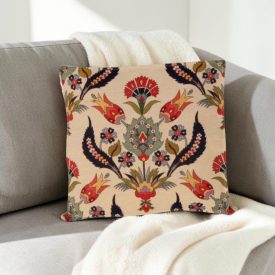Coussin décoratif crème 45 x 45 cm – Tulipe d’Orient