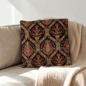   Coussin décoratif noir 45 x 45 cm – Jardin oriental noir d’encre