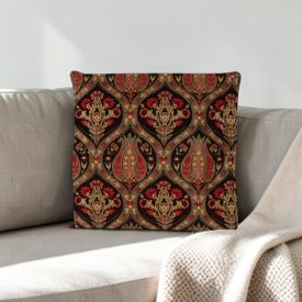   Coussin décoratif noir 45 x 45 cm – Jardin oriental noir d’encre