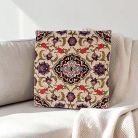 Coussin décoratif crème 45 x 45 cm – Tulipe saphir