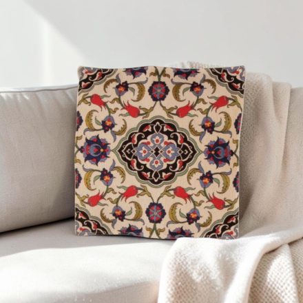 Coussin décoratif crème 45 x 45 cm – Tulipe saphir