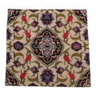 Coussin décoratif crème 45 x 45 cm – Tulipe saphir