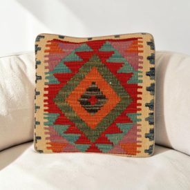   Coussin décoratif oriental 40x40 housse de coussin Kelim tissée main