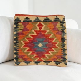   Coussin décoratif oriental 40x40 housse de coussin Kelim tissée main