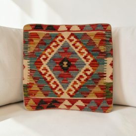   Coussin décoratif oriental 40x40 housse de coussin Kelim tissée main