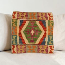   Coussin décoratif oriental 40x40 housse de coussin Kelim tissée main