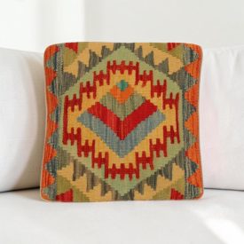   Coussin décoratif oriental 40x40 housse de coussin Kelim tissée main
