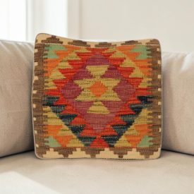   Coussin décoratif oriental 40x40 housse de coussin Kelim tissée main