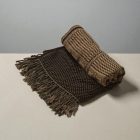 Élégant châle femme homme 215x105 gris-noir à motif authentique