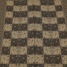 Élégant châle femme homme 215x105 gris-noir à motif authentique