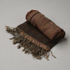 Élégant châle femme homme 215x105 marron à motif authentique