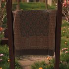 Élégant châle femme homme 215x105 marron à motif authentique