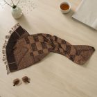 Élégant châle femme homme 215x105 marron à motif authentique