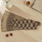 Élégant châle femme homme 215x105 gris-noir écharpe en coton