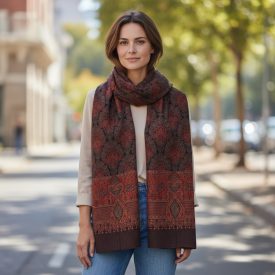 Châle élégant 215x105 mauve-bleu écharpe fine pour femme