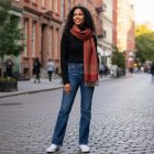 Écharpe femme rouge 215x105 élégant châle femme pour les épaules