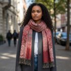 Écharpe femme bordeaux 215x105 élégant châle femme pour les épaules