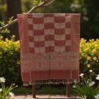 Écharpe gris-bordeaux 215x105 élégante écharpe femme en coton