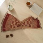 Écharpe gris-bordeaux 215x105 élégante écharpe femme en coton